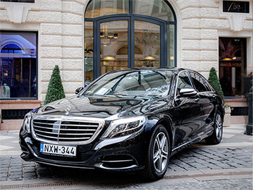 Mercedes Benz S class. VIP tourism in Hungary. Transportation services. VIP Transfers and rental of luxury cars with a driver, premium limousine service. 