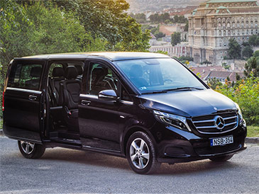 Mercedes V class. VIP tourism in Hungary. Transportation services. VIP Transfers and rental of luxury cars with a driver, premium limousine service. 