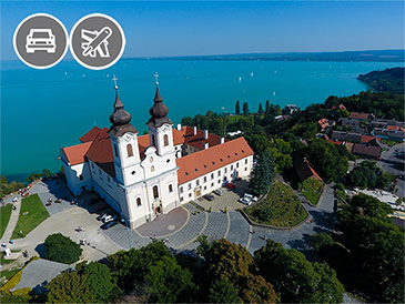  Air Cruise from Budapest. Flight over Lake Balaton, the largest lake of central Europe.